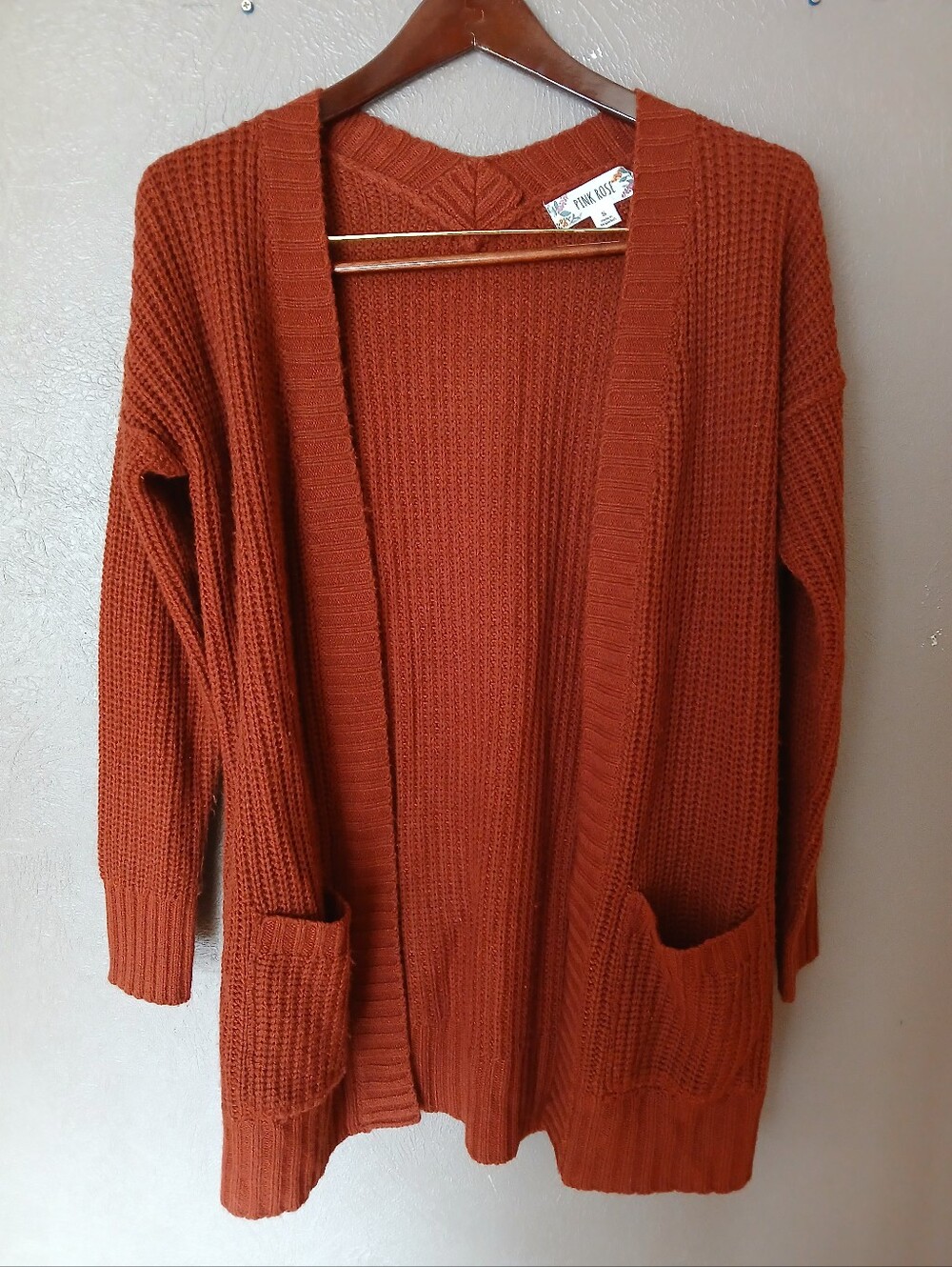 Open-Front Women's Cardigan Sweater - Rust-Small